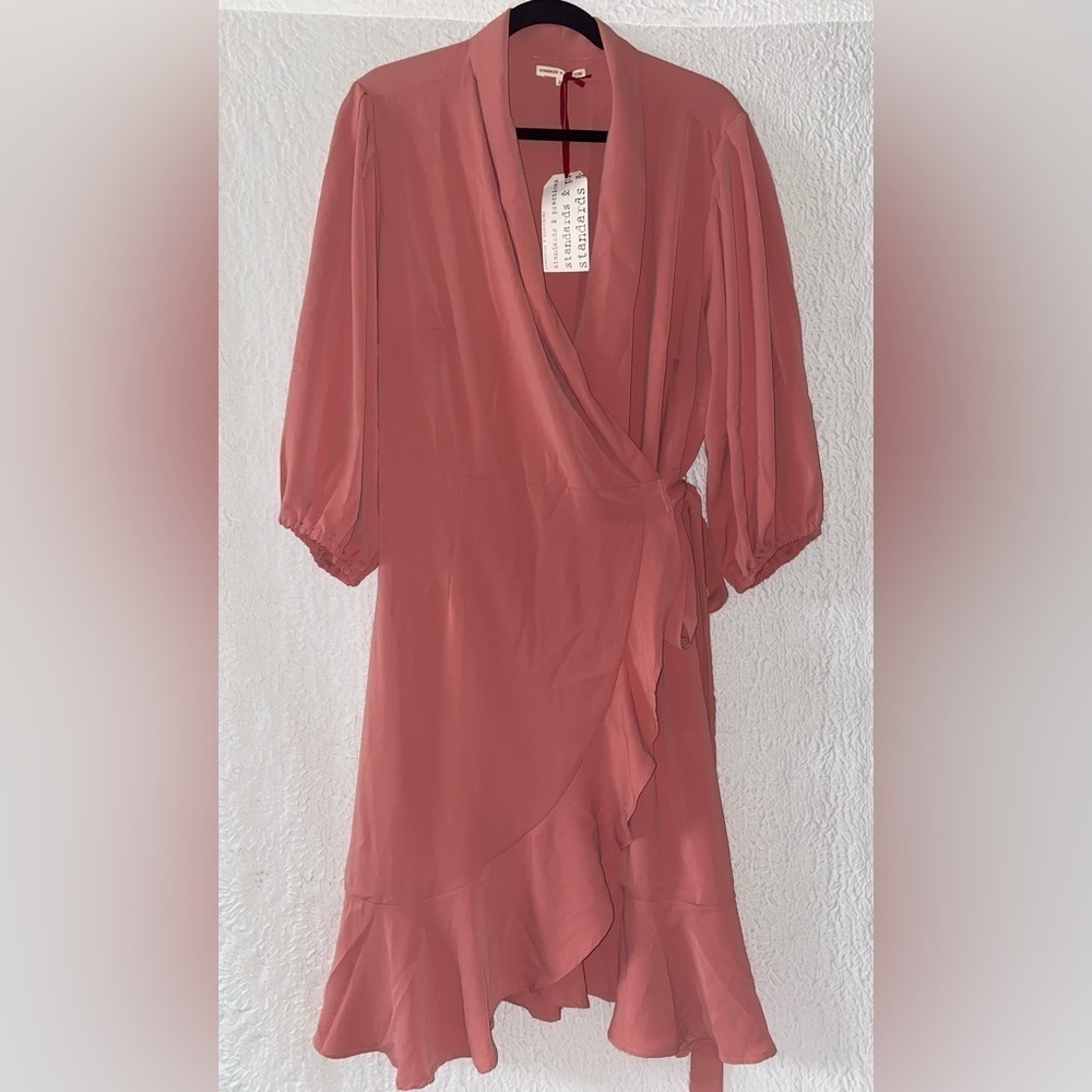 STANDARDS & PRACTICES Double Georgette Ruffles Wrap Midi Dress - Picture 4 of 14